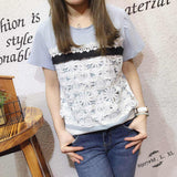 Kaos Fashion Wanita Ala Korea - Elica Half Lace 6507 - Nyari.id