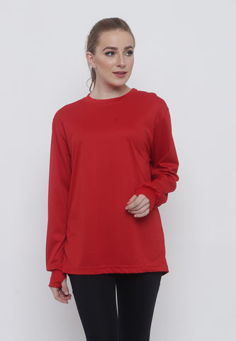 Hitscore Kaos Oblong T-Shirt Long Sleeve Red - Nyari.id