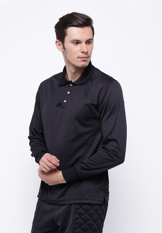 Hitscore Kaos Polo Shirt Long Sleeve Black - Nyari.id