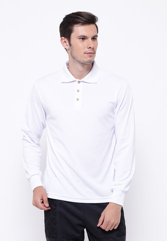 Hitscore Kaos Polo Shirt Long Sleeve White - Nyari.id