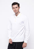 Hitscore Exclusive Kaos Polo Striped Collar Shirt Long Sleeve White - Nyari.id
