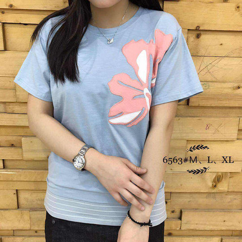 Kaos Fashion Wanita Ala Korea - Tami Flower 6563 - Nyari.id