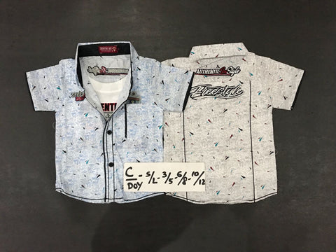 Kemeja Anak Lengan Pendek Putih Motif Speed Freestyle - Nyari.id