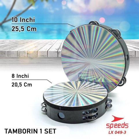 Tamborin 10 Inch + 8 Inch (2 pcs) Double Krecekan Speeds LX 049-4