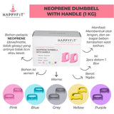 Happyfit Neoprene Dumbbell with Handle 1 Kg Isi 2 Pcs Original