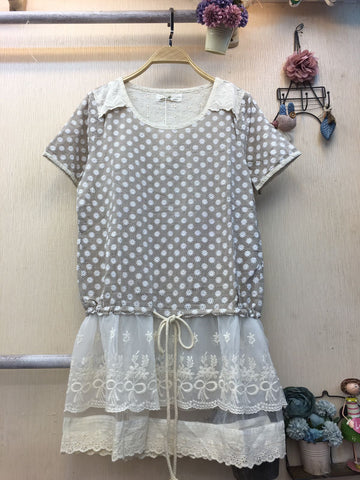 Dress Light Brown White - Nyari.id