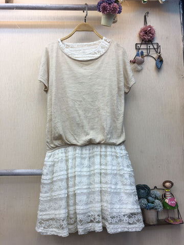 Dress Beige White - Nyari.id