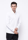 Hitscore Exclusive Kaos Polo Striped Collar Shirt Long Sleeve White - Nyari.id