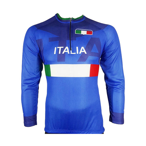 Baju Jersey Sepeda Italia Biru Panjang / Jersey Sepeda - Nyari.id
