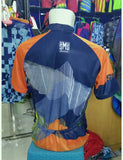 Baju Sepeda Santini Lengan Pendek Orange Biru - Nyari.id