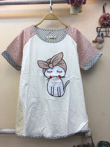 Kaos Fashion Wanita TShirt Cat White - Nyari.id
